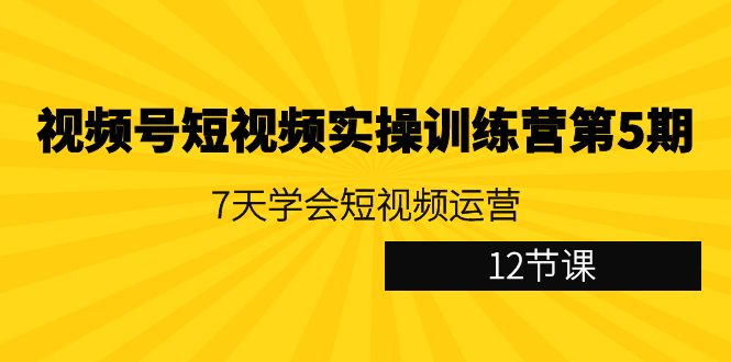 图片[1]-视频号短视频实操训练营第5期：7天学会短视频运营（12节课）-暖阳网-优质付费教程和创业项目大全